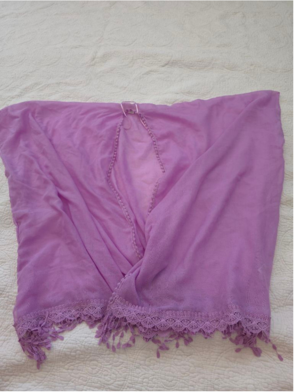 Women's CASLON Lilac Purple Fringe Sheer Lightweight One Size Kimono Beach Wrap